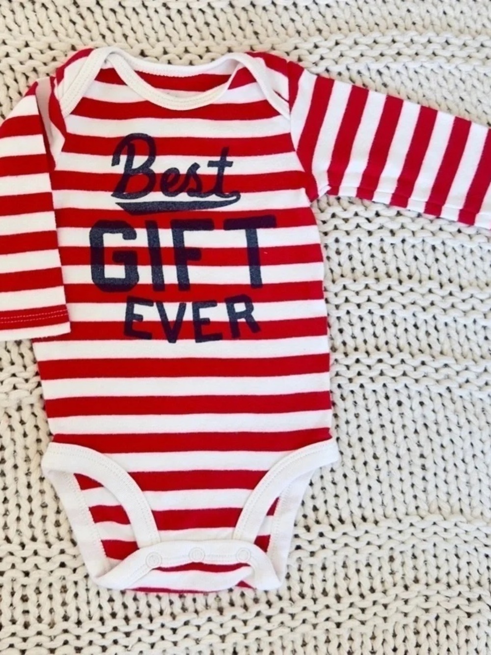 Striped Red & White 'Best Gift Ever' Kids One-Piece